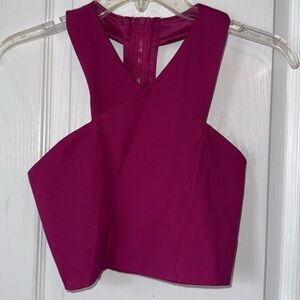 Express Like New  hot pink cross front crop top